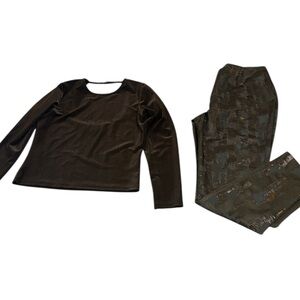 Kenar Vintage Brown Top and Pants, Large/8